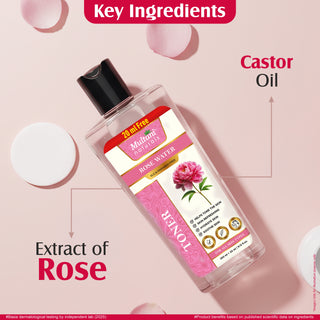 Multani Naturals Rose Water Toner | Oily Acne Prone Dry Combination Skin | Pore Tightening & Glowing Skin | Fades Blemishes, Brightens & Smoothens | Women & Men | SLS & PARABEN FREE