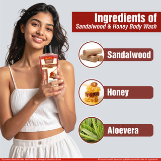 Multani Naturals Sandalwood & Honey Body Wash | Gentle Body Cleanser| Helps To Moisturize Skin | Rejuvenate Skin ||