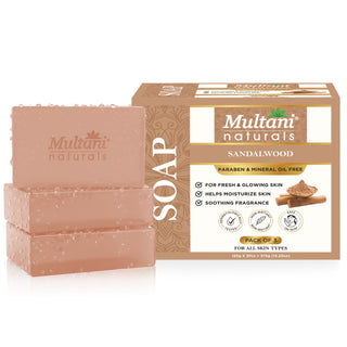 Multani Naturals Sandalwood Soap I Ayurvedic Bath Soap for Men & Women I Handmade Herbal Soap Bar with Sandalwood Extract & Glycerin I Heals & Calms your Skin, Reduces Fine Lines