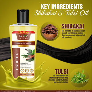 Multani Naturals Shikakai & Tulsi Hair Oil | Soothes Scalp | For soft &shiny Hair | Nurtures Scalp& Hair |Helps Fight Dandruff |