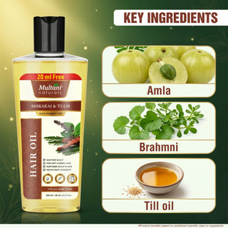 Multani Naturals Shikakai & Tulsi Hair Oil | Soothes Scalp | For soft &shiny Hair | Nurtures Scalp& Hair |Helps Fight Dandruff |
