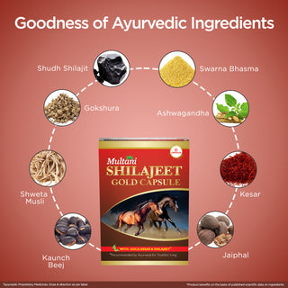 Multani Shilajeet Gold Capsule & Multani Swapna Roghar Tablet Combo | For Youthful Living, Stamina, Vigour & Vitality