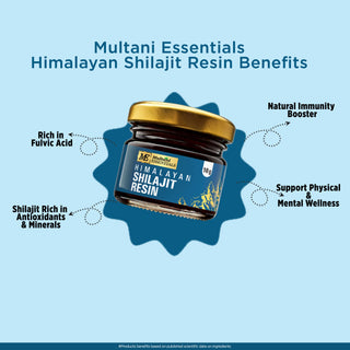 Multani Essentials Himalayan Shilajit Resin with Ashwagandha, Gokhru, Haldi, Safed Musli | Supports Stamina & Rejuvenation | More Than 70% Fulvic Acid