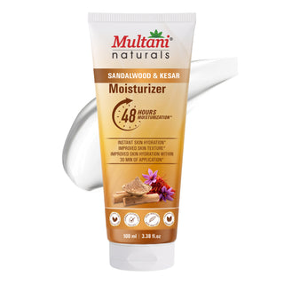 Multani Naturals Sandalwood & Kesar Moisturizer | Instant Hydration,| Glowing Skin & Improved Texture