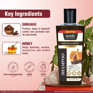 Multani Naturals Shikakai & Honey Shampoo || For Shiny Looking Hair | Reduces Scalp Dryness | Detangles hair |Makes hair manageable | SLS & Paraben Free | For All Hair Types | Dermatologically Tested
