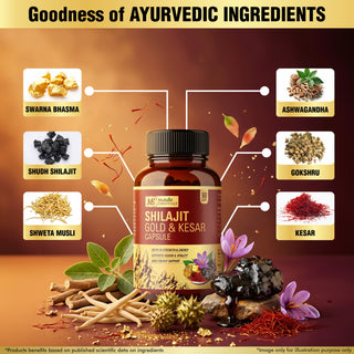 Multani Essentials Shilajit Gold & Kesar Capsules | Daily Energy, Stamina, Strength, Vigour & Vitality Support | With Ashwagandha, Swarna Bhasma & Shudh Shilajit |