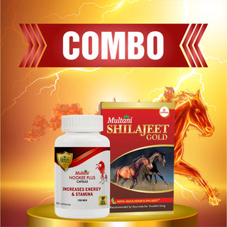 Multani Shilajeet Gold Capsule & Nookee Plus Capsule Combo – Ayurvedic Strength, Energy & Vitality Booster