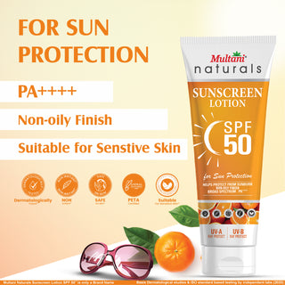 Multani Naturals SPF 50 Vitamin C Sunscreen Lotion | Prevent Sunburn & Sun Tan for Men & Women