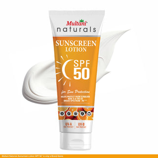Multani Naturals SPF 50 Vitamin C Sunscreen Lotion | Helps Protect From Sun Burn | Non Oily |Broad Spectrum PA++++| UV-A & UV-B Ray Protecter - 100 ML(2.8/ Per ML)