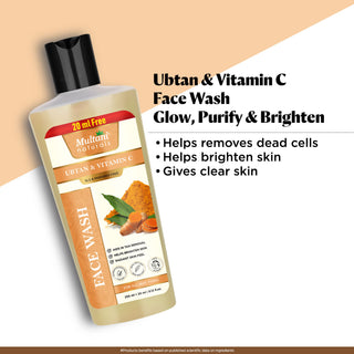 Multani Naturals Ubtan & Vitamin C Face Wash | Ayurvedic Face Cleanser with Essential Oils for Men & Women –Unisex I Face Cleanser Clinically & Dermatologically Tested Herbal Face Wash for Skin With Sulphate Free I  Kind to All Skin Types