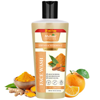 Multani Naturals Ubtan & Vitamin C Face Wash | Ayurvedic Face Cleanser with Essential Oils for Men & Women –Unisex I Face Cleanser Clinically & Dermatologically Tested Herbal Face Wash for Skin With Sulphate Free I  Kind to All Skin Types