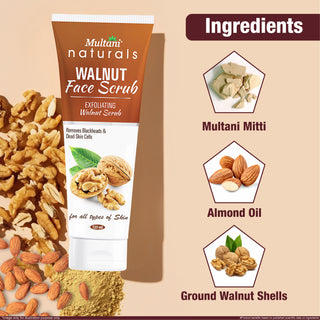Multani Naturals Exfoliating Walnut Face Scrub | For Removes balckheads & dead skin cells