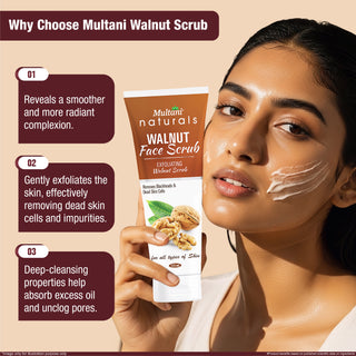 Multani Naturals Exfoliating Walnut Face Scrub | For Removes balckheads & dead skin cells